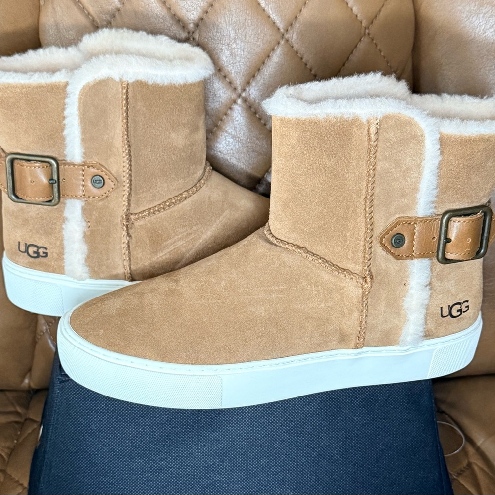 UGG Chestnut Shearling Buckle Boots